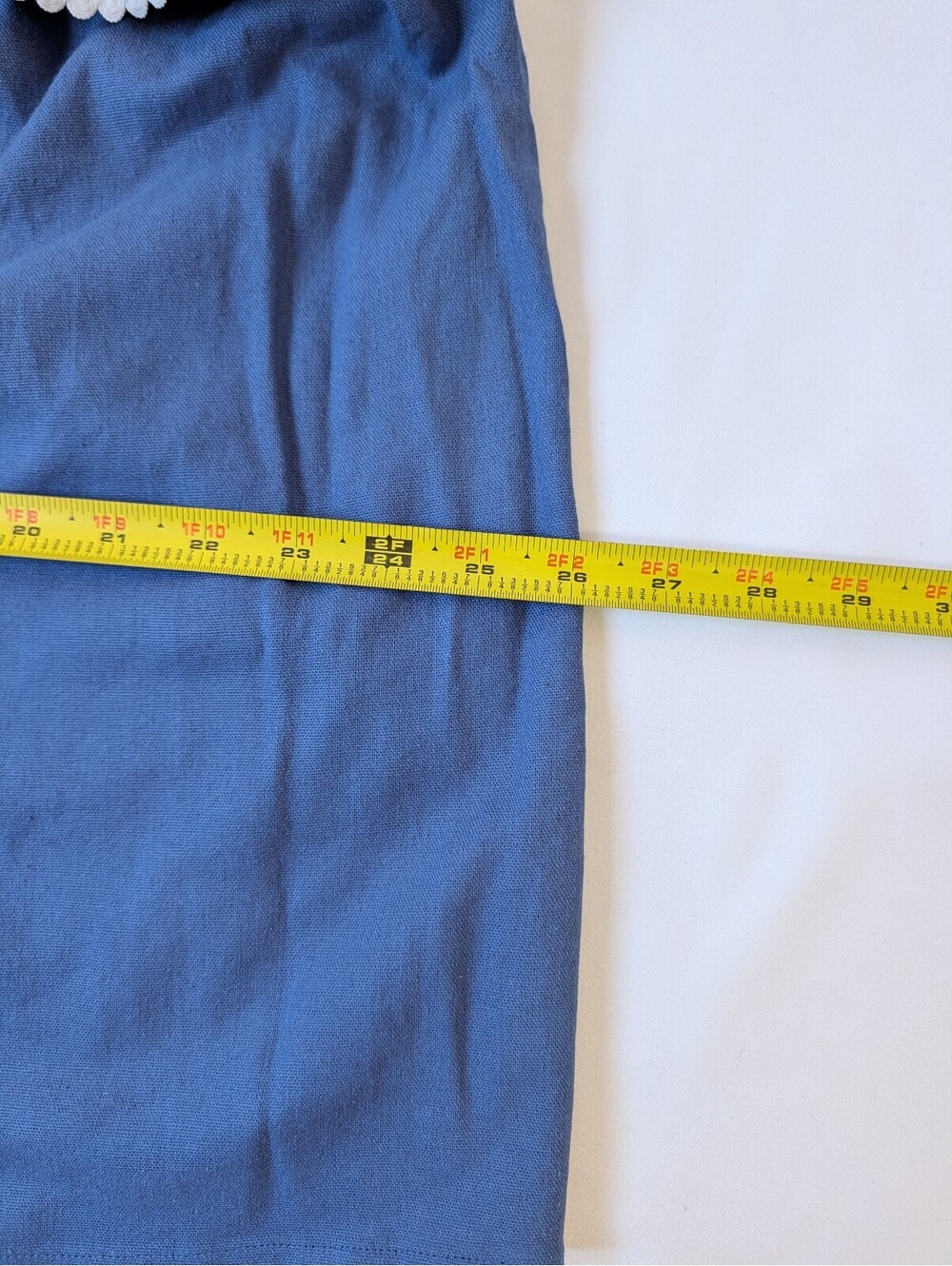 Solid & Striped Blue Linen Blend Ruffle Tank Top Ric Rac Trim Large - Picture 9 of 9